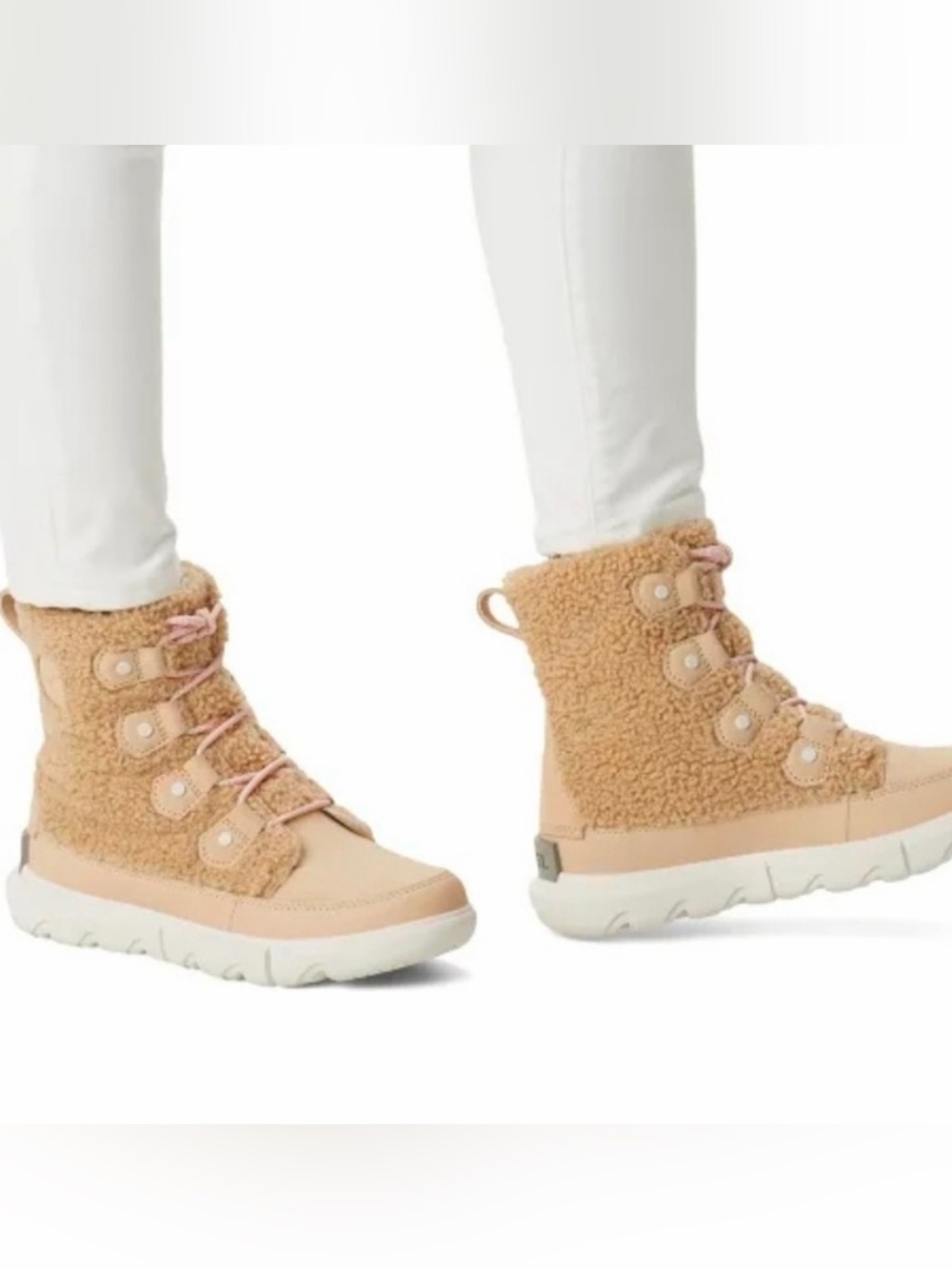 Sorel Kids Explorer cozy boot Tan Faux-Sherpa drawcord closure size US 3